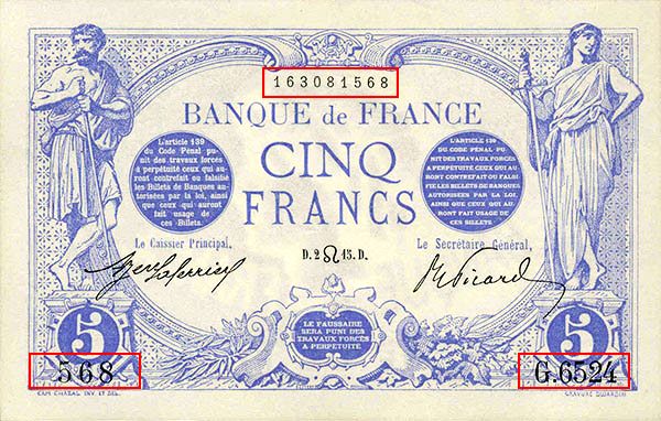 Billet Banque de France 5 Francs Bleu