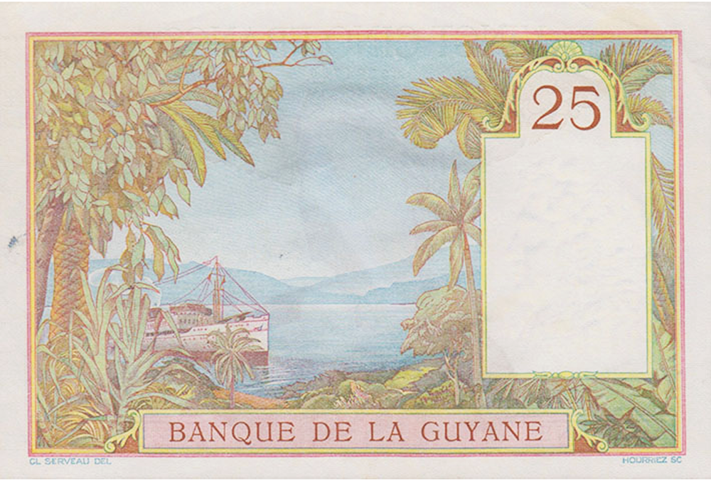 25 Francs - Banque de la Guyane - VERSO